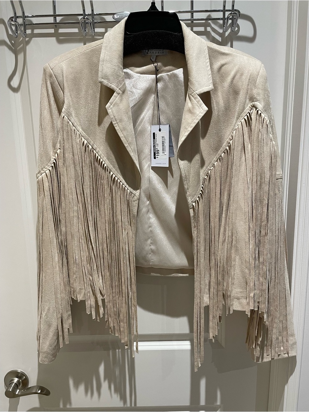 Fringed Faux Suede Western Jacket in Cream
